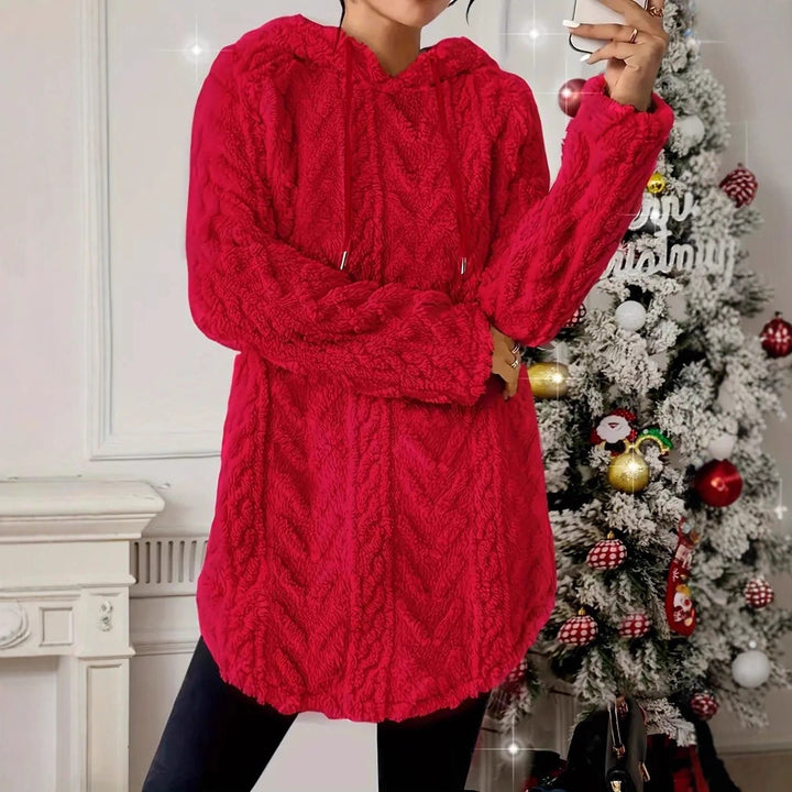 Damer Mysig Fleece-tröja med huva och strukturerad design Mirla-Eva Jonsson
