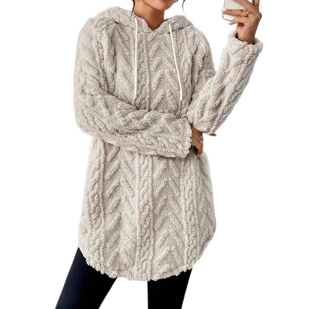 Damer Mysig Fleece-tröja med huva och strukturerad design Mirla-Eva Jonsson