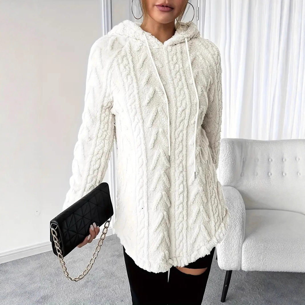 Damer Mysig Fleece-tröja med huva och strukturerad design Mirla-Eva Jonsson