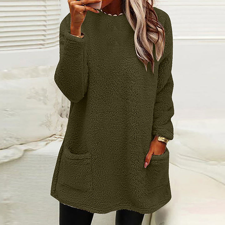 Damer Mysig Fleece-tröja med praktiska fickor och vid skärning Mirla-Eva Jonsson