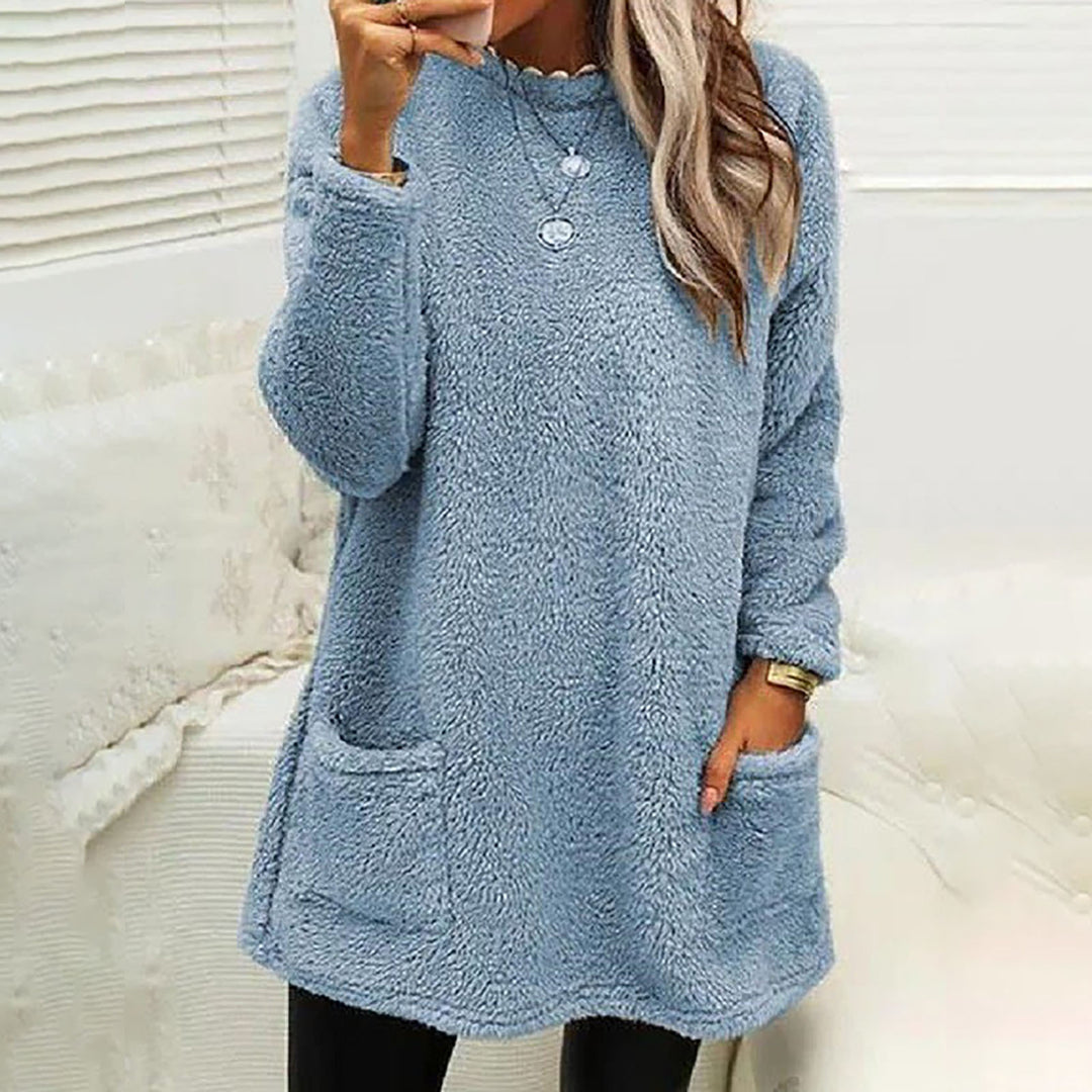 Damer Mysig Fleece-tröja med praktiska fickor och vid skärning Mirla-Eva Jonsson