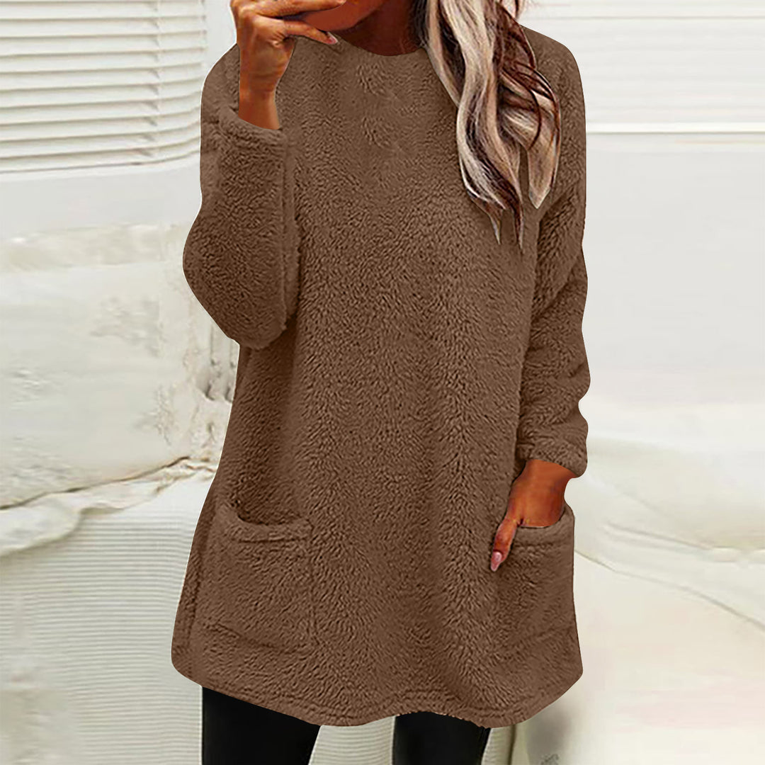 Damer Mysig Fleece-tröja med praktiska fickor och vid skärning Mirla-Eva Jonsson