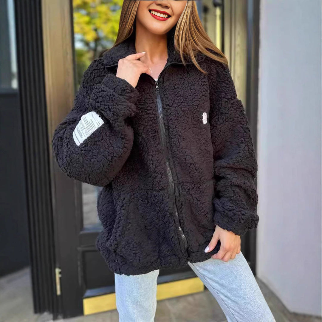 Damer Mysig Fleecejacka med hög krage och praktiska fickor Mirla-Eva Jonsson