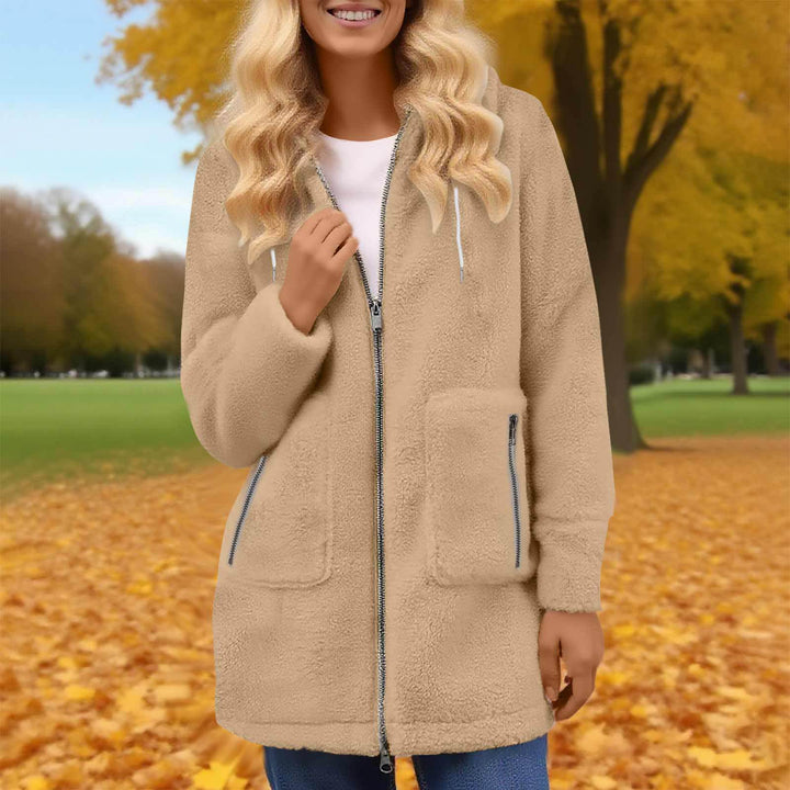 Damer Mysig Fleecejacka med höga fickor och huva Mirla-Eva Jonsson