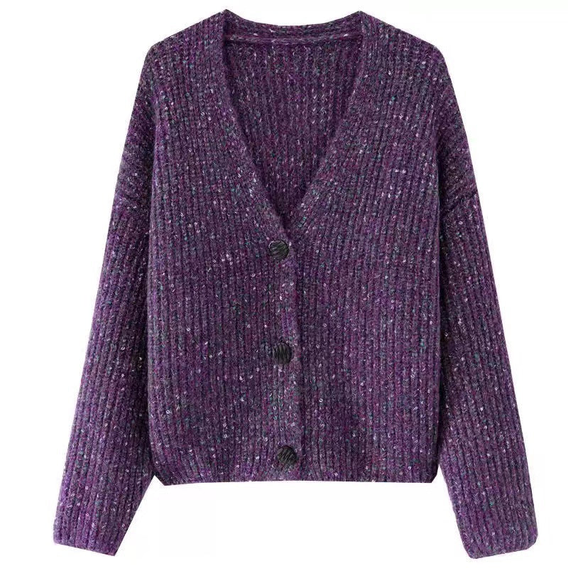 Damer Mysig Grovstickad Cardigan med Knappdetalj och Bred Snitt Mirla-Eva Jonsson