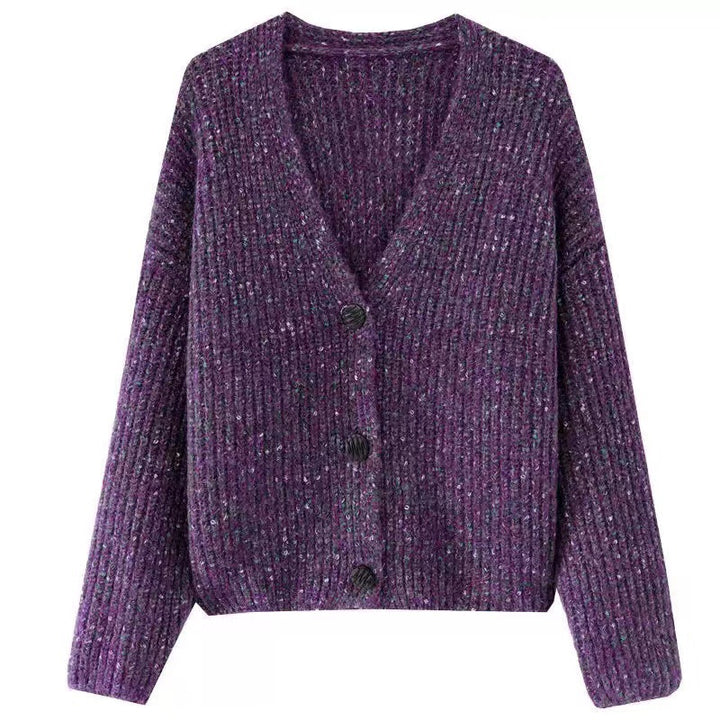 Damer Mysig Grovstickad Cardigan med Knappdetalj och Bred Snitt Mirla-Eva Jonsson