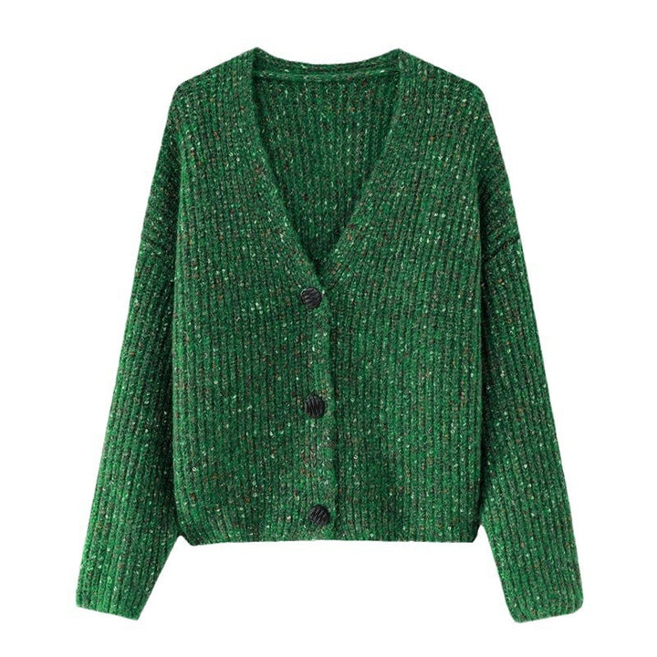 Damer Mysig Grovstickad Cardigan med Knappdetalj och Bred Snitt Mirla-Eva Jonsson