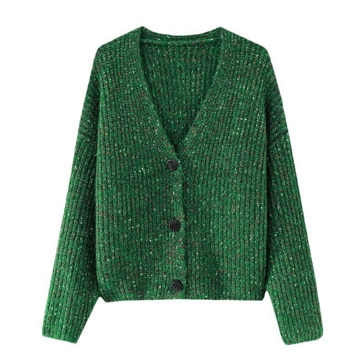 Damer Mysig Grovstickad Cardigan med Knappdetalj och Bred Snitt Mirla-Eva Jonsson