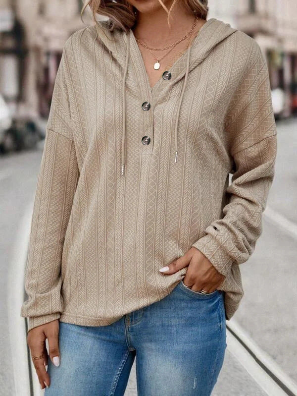 Damer Mysig Hoodie med Knappdetaljer Mirla-Eva Jonsson