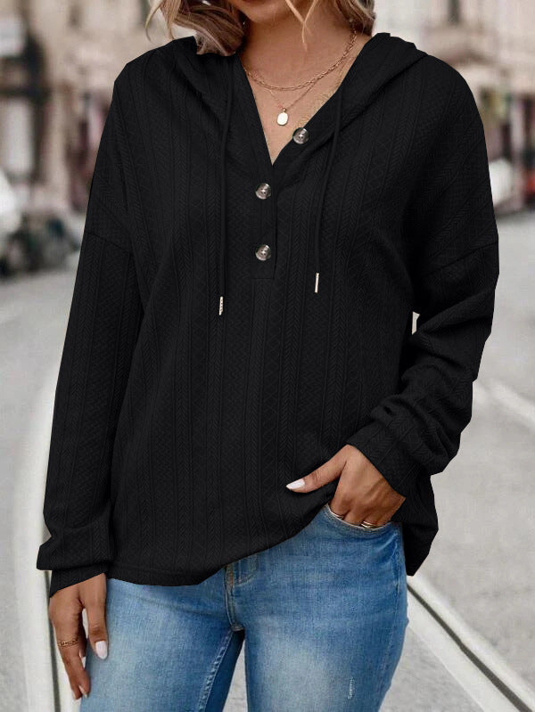 Damer Mysig Hoodie med Knappdetaljer Mirla-Eva Jonsson