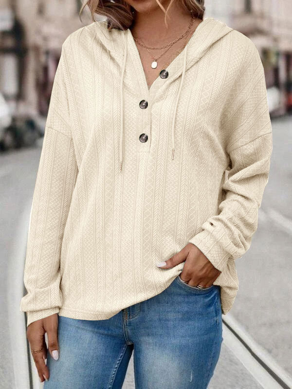 Damer Mysig Hoodie med Knappdetaljer Mirla-Eva Jonsson