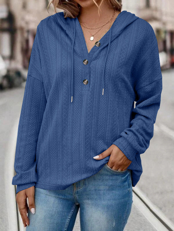 Damer Mysig Hoodie med Knappdetaljer Mirla-Eva Jonsson