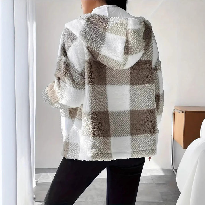 Damer Mysig Hoodiejacka i Rutigt Mönster Eva Jonsson-Eva Jonsson