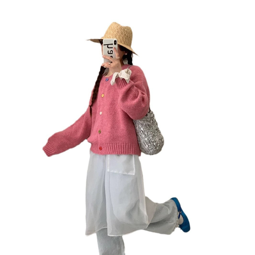 Damer Mysig Kavaj med Färgglada Knappar och Lös Passform Eva Jonsson-Eva Jonsson