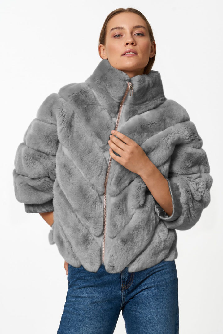 Damer Mysig Konstpälsjacka med Quiltad Design Mirla-Eva Jonsson