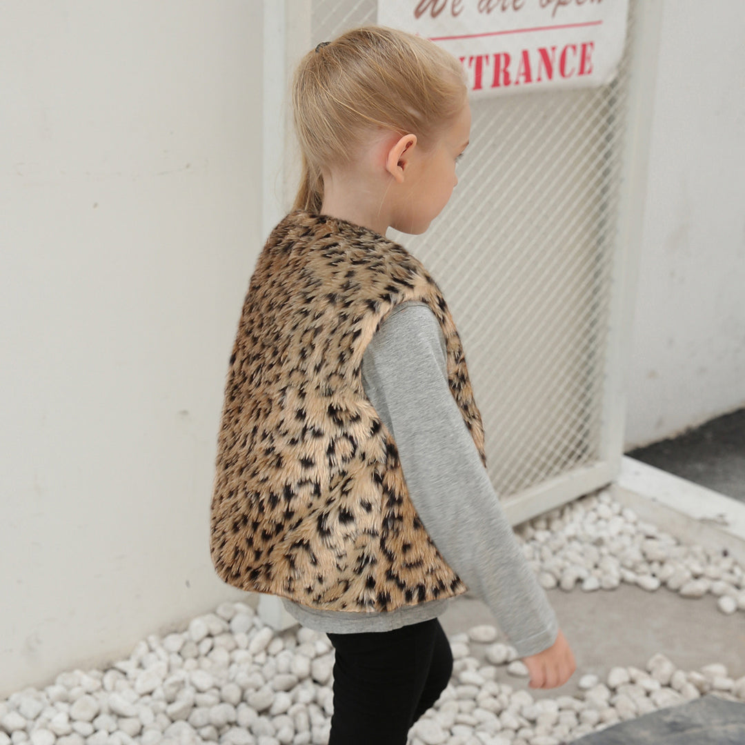 Damer Mysig Konstpälsväst med Leopardsmönster Mirla-Eva Jonsson