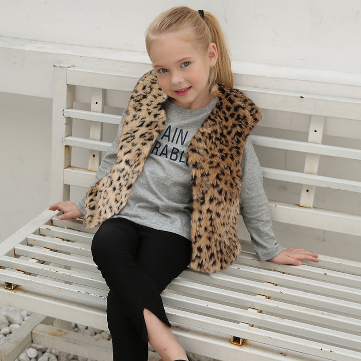 Damer Mysig Konstpälsväst med Leopardsmönster Mirla-Eva Jonsson