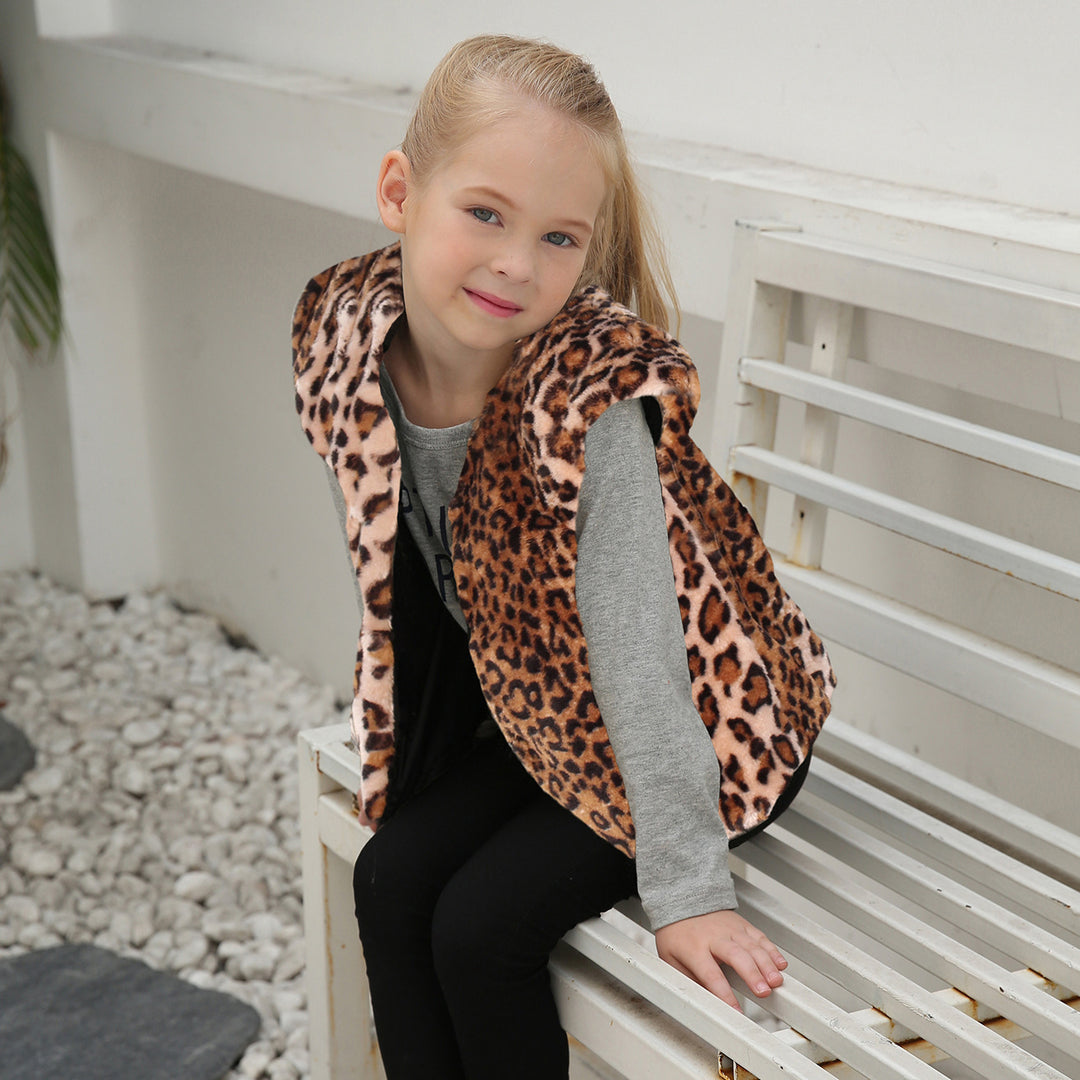 Damer Mysig Konstpälsväst med Leopardsmönster Mirla-Eva Jonsson