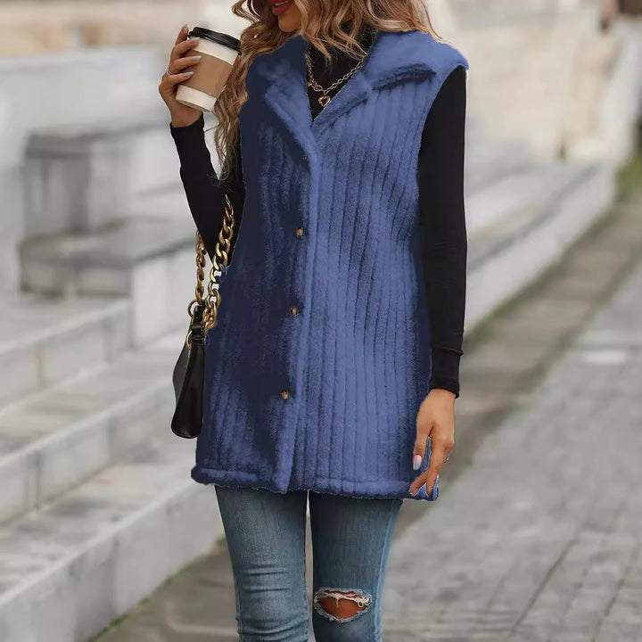 Damer Mysig Långärmad Västar med Knappslå och Strukturerad Design Mirla-Eva Jonsson