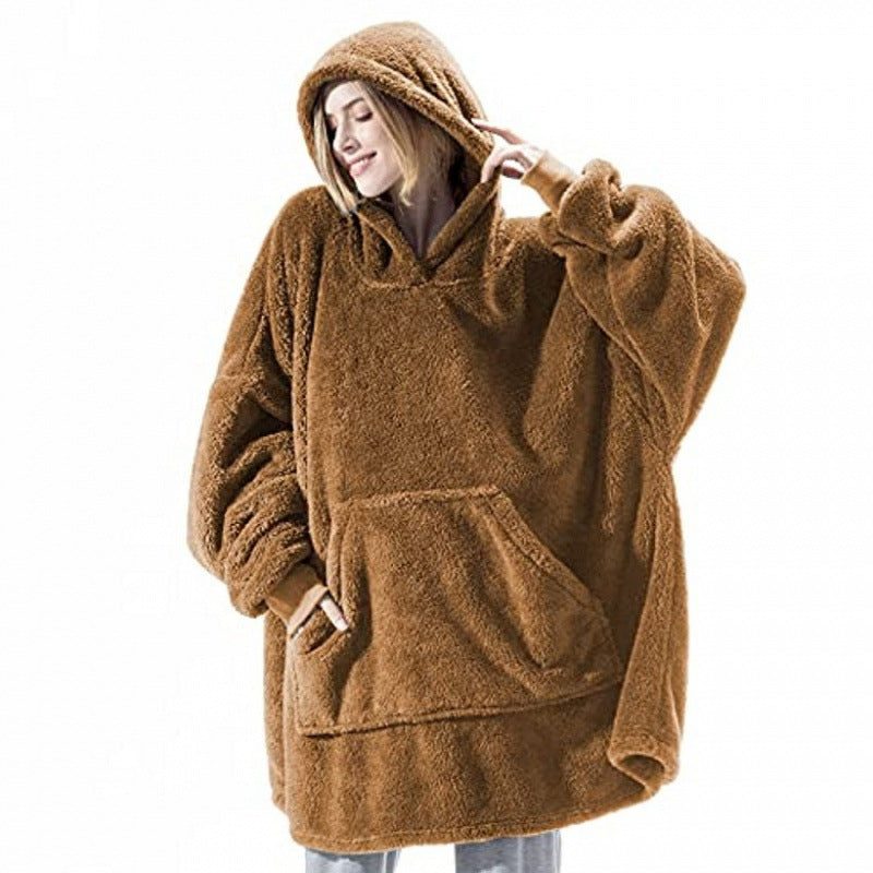 Damer Mysig Oversize-Hoodiejacka i fleece med känguruficka Mirla-Eva Jonsson