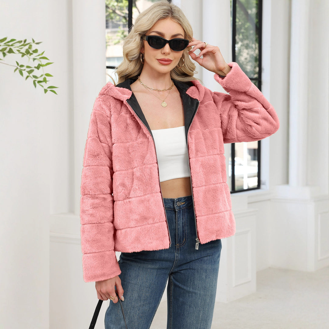 Damer Mysig Oversized Fleecejacka med Dragkedja och Huva Mirla-Eva Jonsson