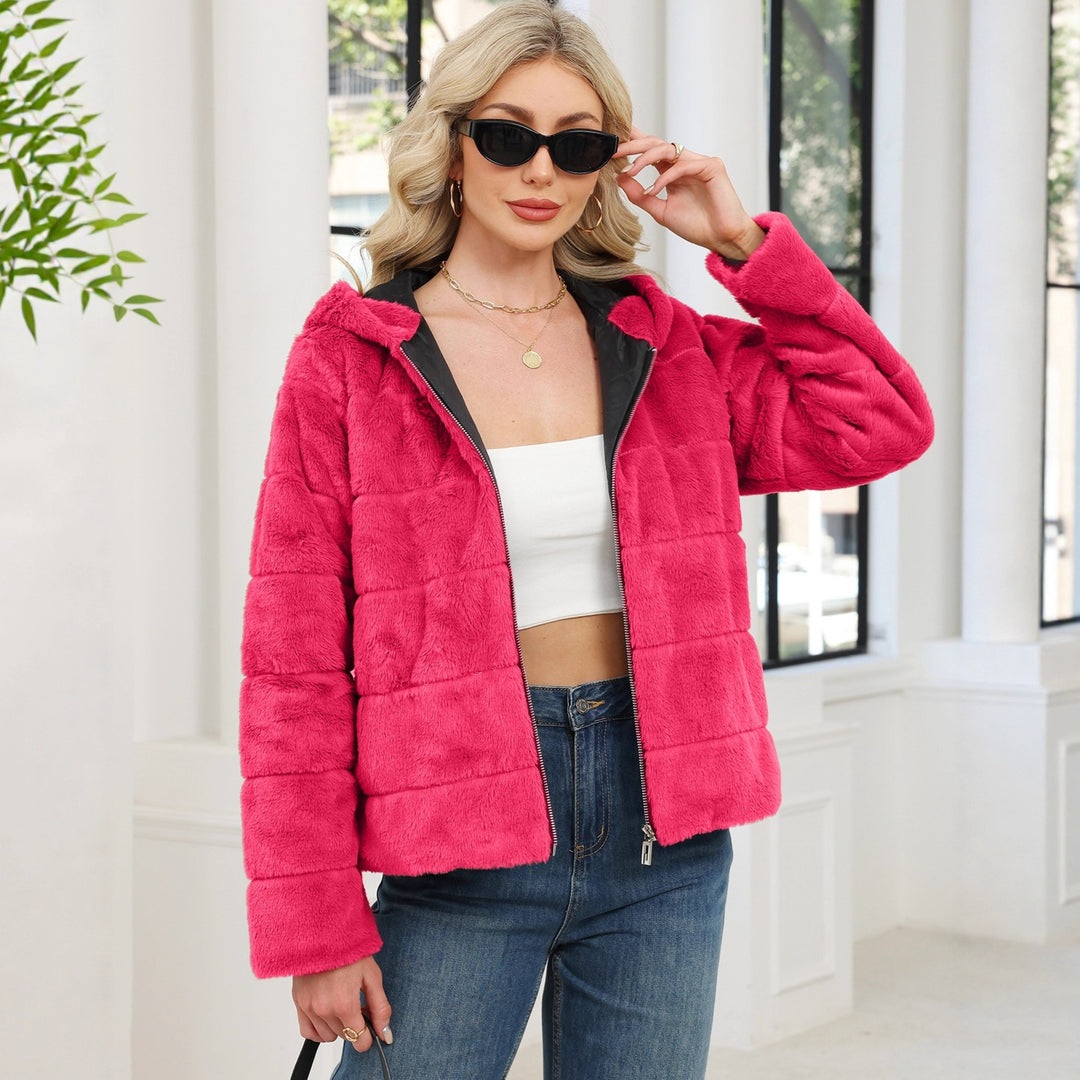 Damer Mysig Oversized Fleecejacka med Dragkedja och Huva Mirla-Eva Jonsson