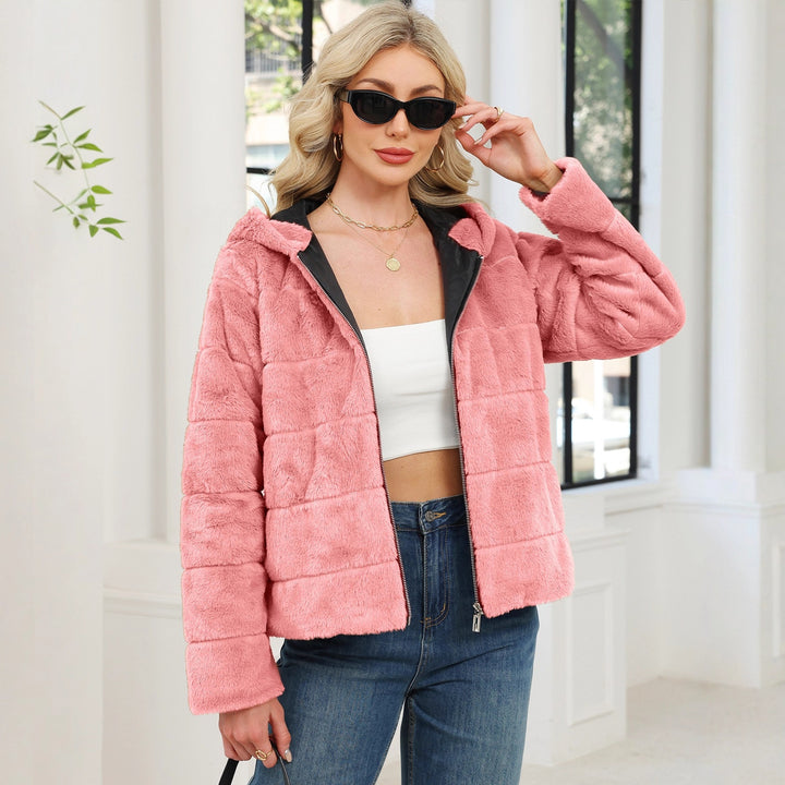 Damer Mysig Oversized Fleecejacka med Dragkedja och Huva Mirla-Eva Jonsson