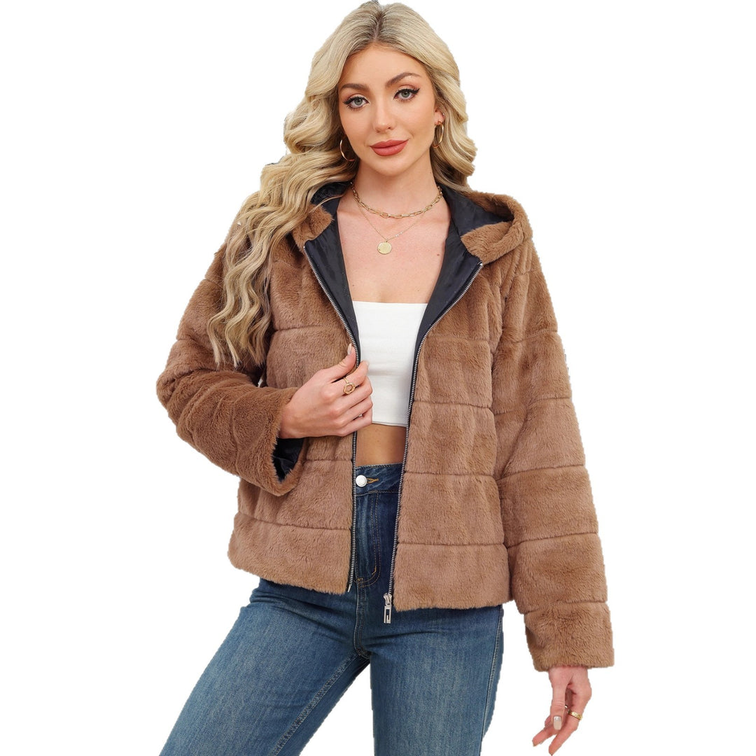 Damer Mysig Oversized Fleecejacka med Dragkedja och Huva Mirla-Eva Jonsson