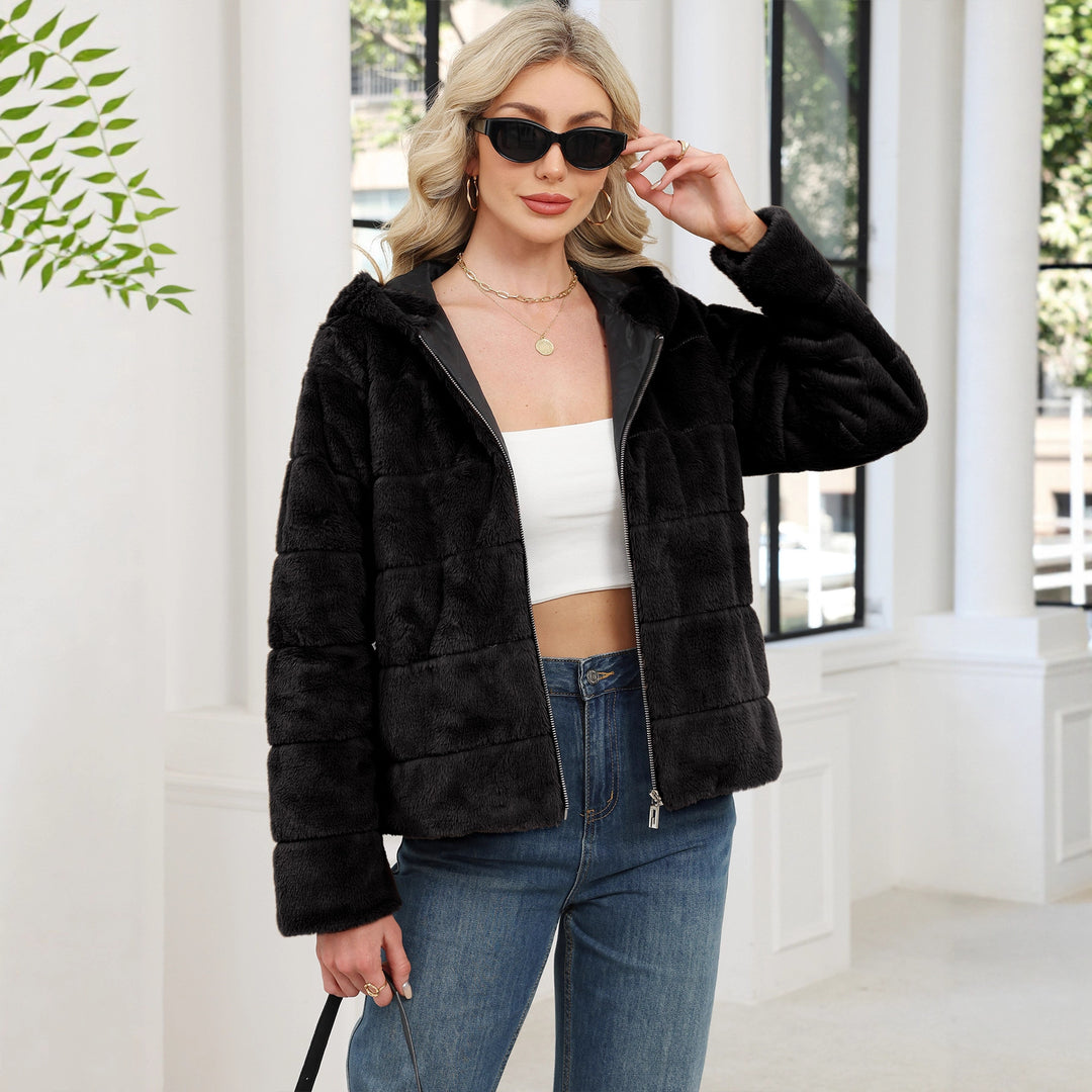 Damer Mysig Oversized Fleecejacka med Dragkedja och Huva Mirla-Eva Jonsson