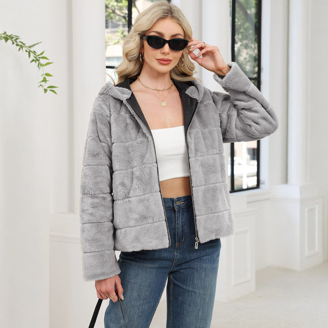 Damer Mysig Oversized Fleecejacka med Dragkedja och Huva Mirla-Eva Jonsson