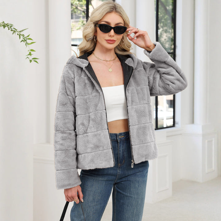Damer Mysig Oversized Fleecejacka med Dragkedja och Huva Mirla-Eva Jonsson