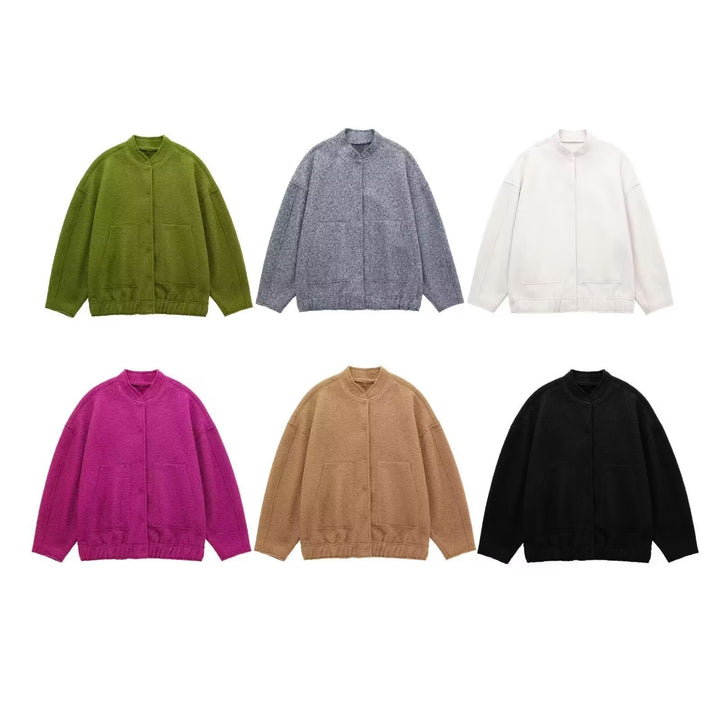 Damer Mysig Oversized-Jacka i fluffigt material med praktiska fickor Mirla-Eva Jonsson