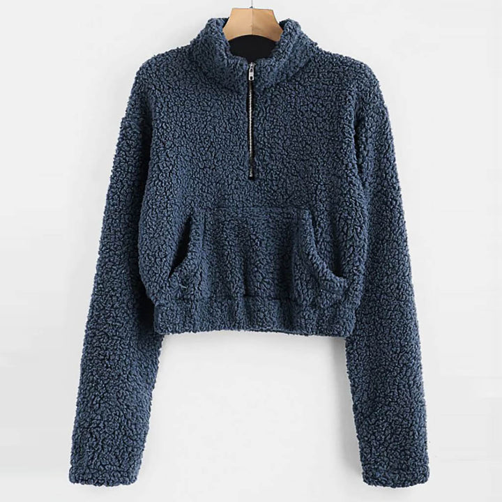 Damer Mysig Stepp-Hoodie med dragkedja och praktiska fickor Eva Jonsson-Eva Jonsson