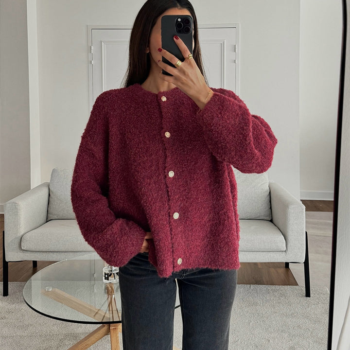 Damer Mysig Stickad Jacka i Oversized-Stil Mirla-Eva Jonsson