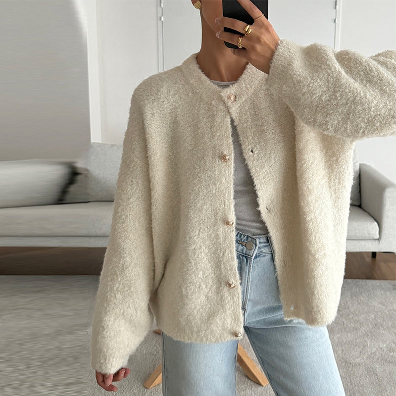 Damer Mysig Stickad Jacka i Oversized-Stil Mirla-Eva Jonsson