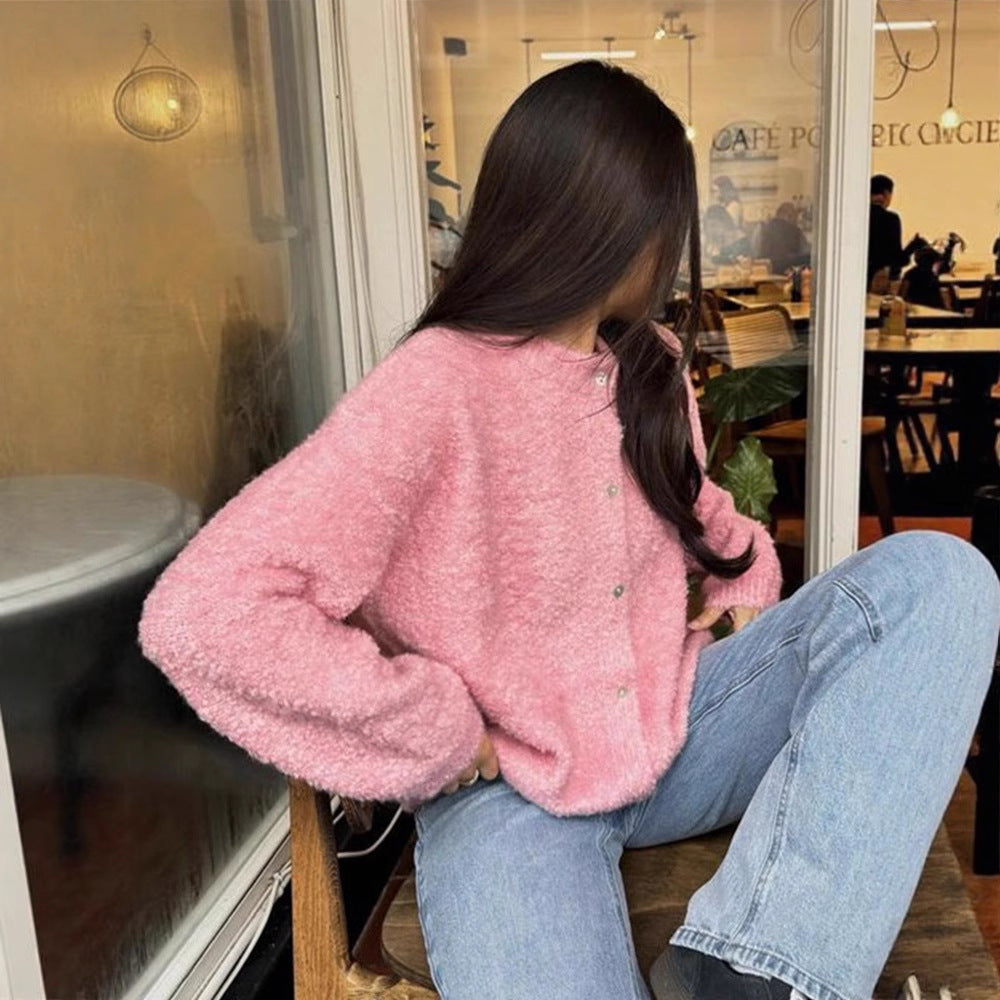 Damer Mysig Stickad Jacka i Oversized-Stil Mirla-Eva Jonsson