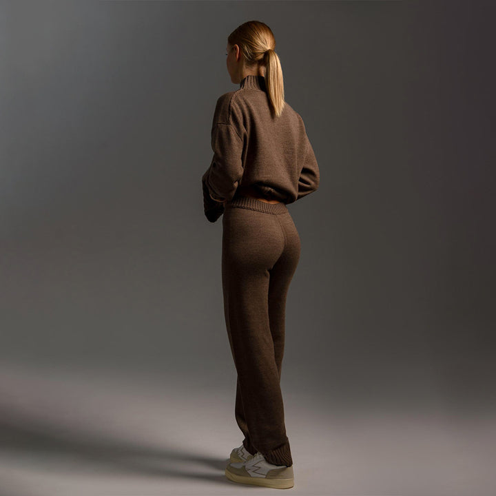 Damer Mysig Stickad Jumpsuit med Hög Krage och Löst Passform Mirla-Eva Jonsson