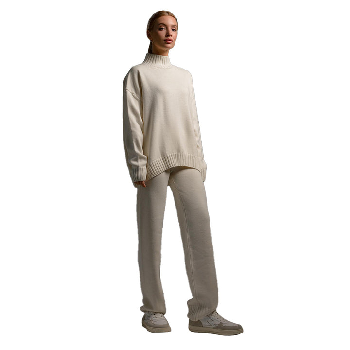 Damer Mysig Stickad Jumpsuit med Hög Krage och Löst Passform Mirla-Eva Jonsson