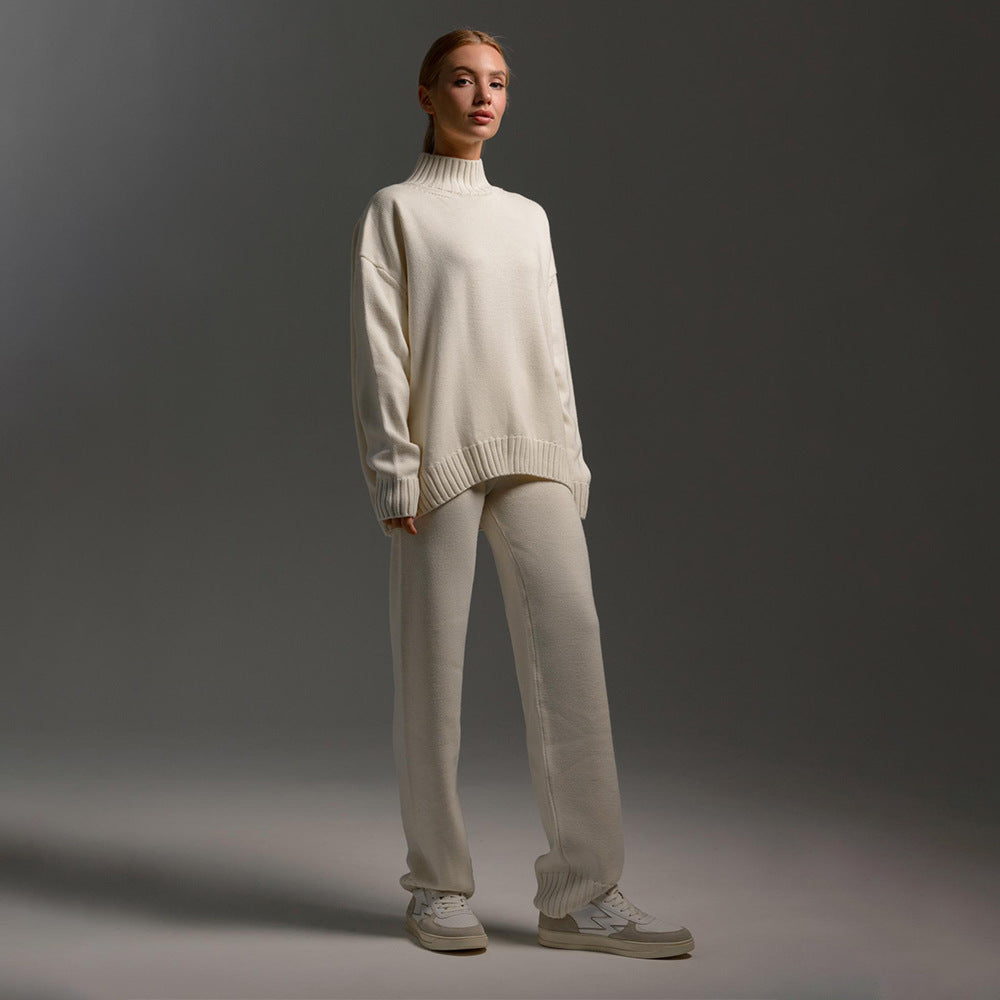 Damer Mysig Stickad Jumpsuit med Hög Krage och Löst Passform Mirla-Eva Jonsson