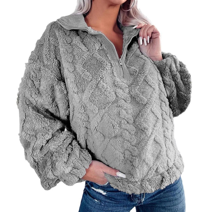 Damer Mysig fleece-tröja med dragkedja och bikakestruktur Mirla-Eva Jonsson