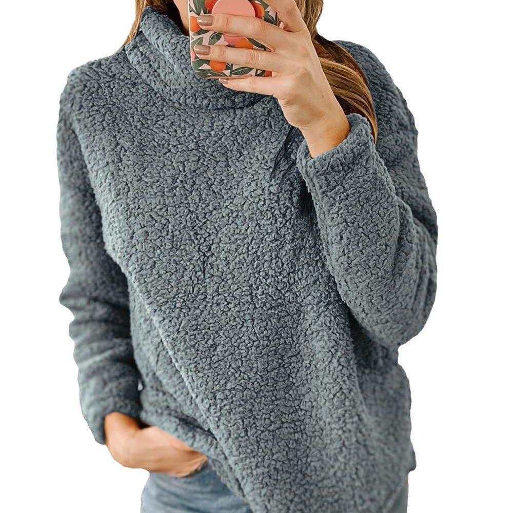 Damer Mysig fleece-tröja med hög krage och strukturerad design Mirla-Eva Jonsson