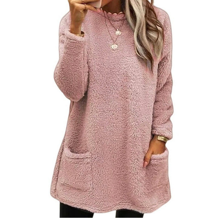 Damer Mysig fleece-tröja med lös passform och praktiska fickor Mirla-Eva Jonsson