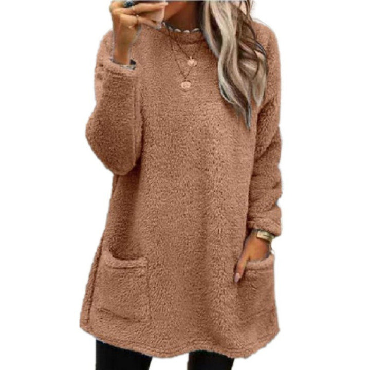 Damer Mysig fleece-tröja med lös passform och praktiska fickor Mirla-Eva Jonsson