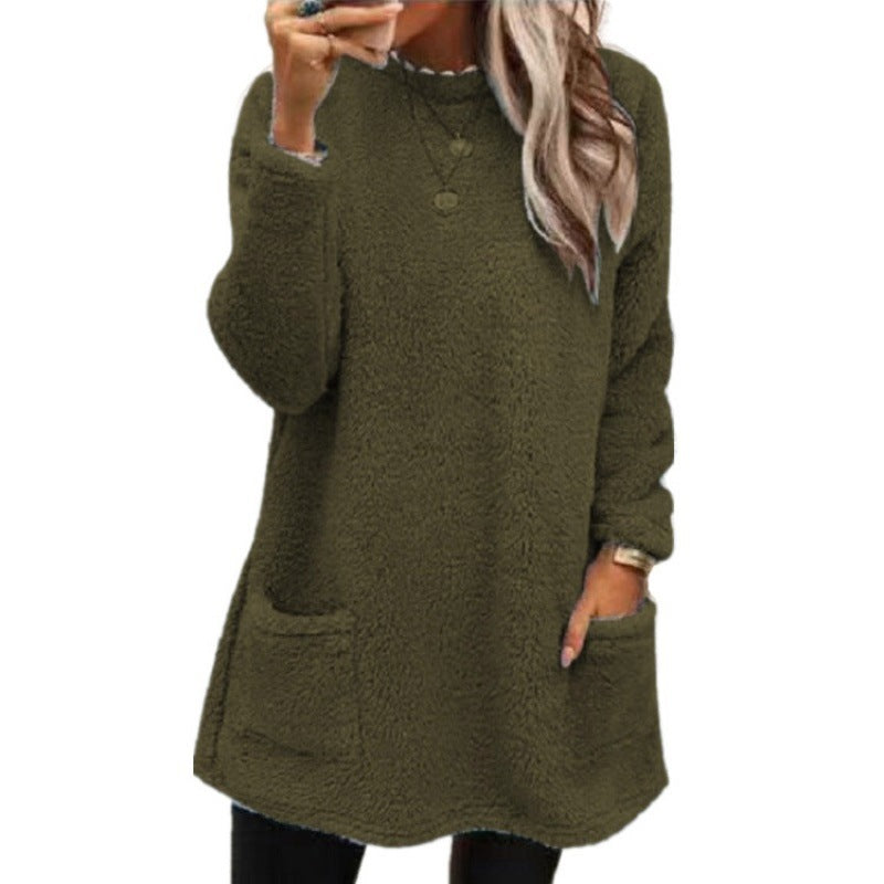 Damer Mysig fleece-tröja med lös passform och praktiska fickor Mirla-Eva Jonsson