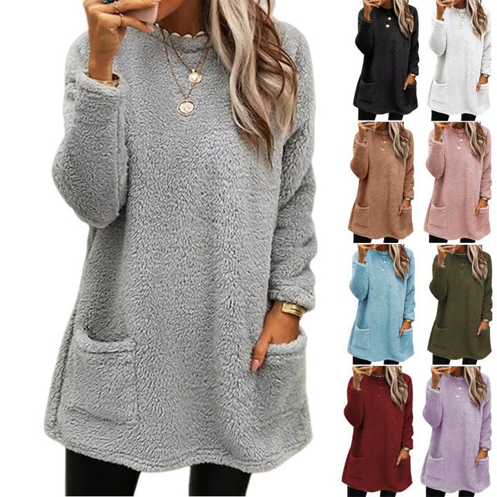 Damer Mysig fleece-tröja med lös passform och praktiska fickor Mirla-Eva Jonsson