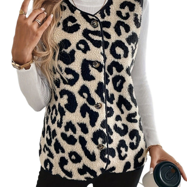 Damer Mysig pälsväst med leopardmönster Mirla-Eva Jonsson