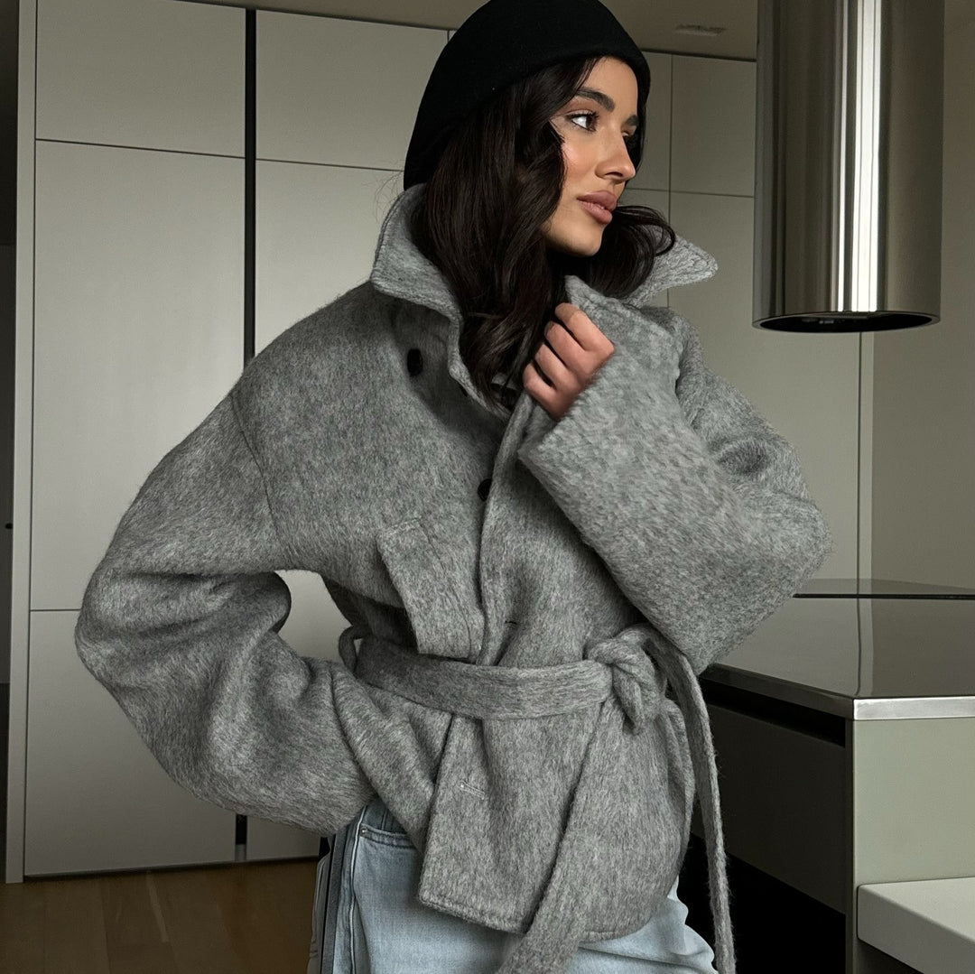 Damer Mysigt Crop-Pullover-set i mjukt material med dragkedja-stängd krage Mirla-Eva Jonsson