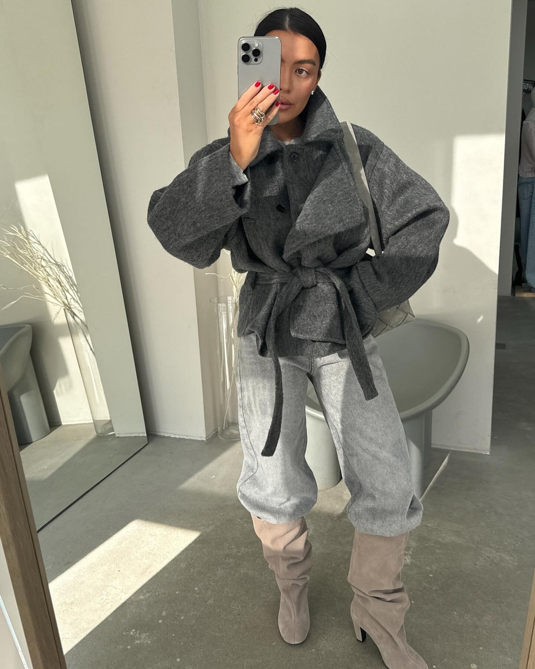 Damer Mysigt Crop-Pullover-set i mjukt material med dragkedja-stängd krage Mirla-Eva Jonsson