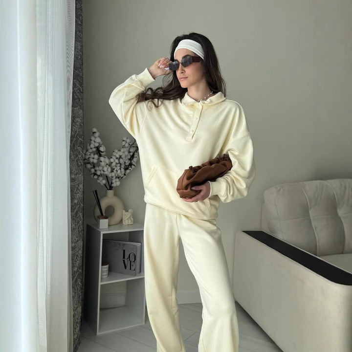 Damer Mysigt Hoodie-set med elastiska byxor och praktiska fickor Mirla-Eva Jonsson