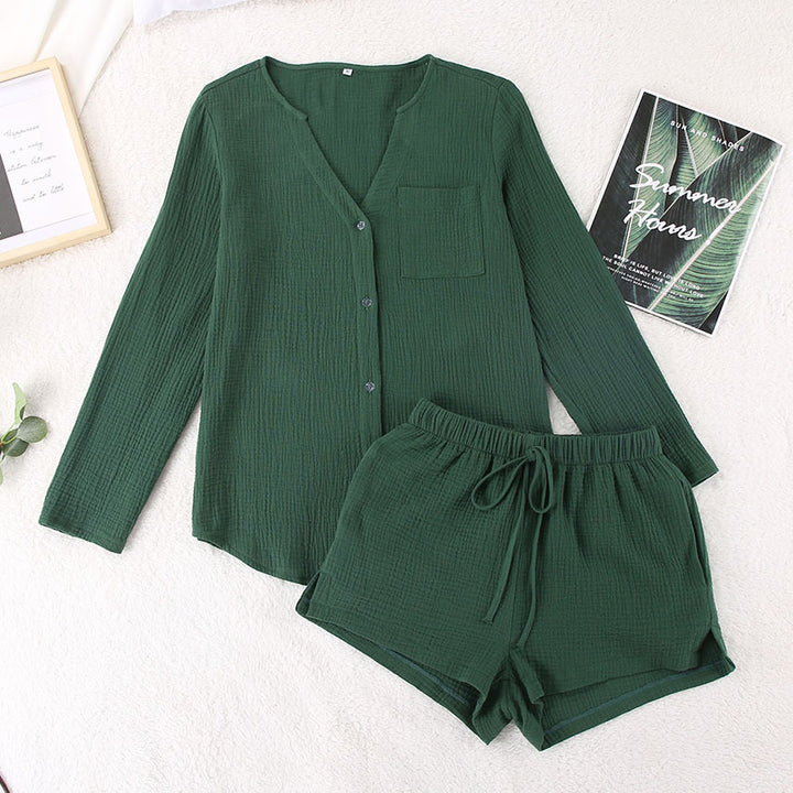Damer Mysigt Pyjamas-set med långärmad tröja och shorts Mirla-Eva Jonsson